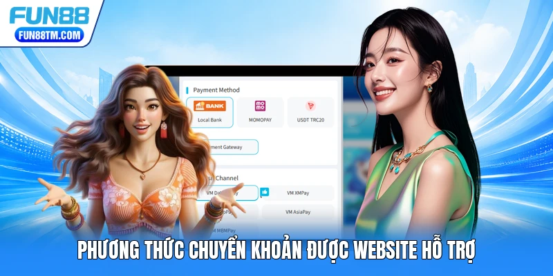 Phương thức chuyển khoản được website hỗ trợ